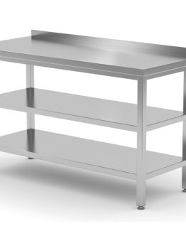 Rostfri arbetsbänk med 3 hyllor 70-200 cm